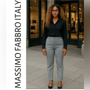 Massimo Fabbro Italy Plaid Ankle Pants Size 10 Pull-On Elastic Waist Trouser